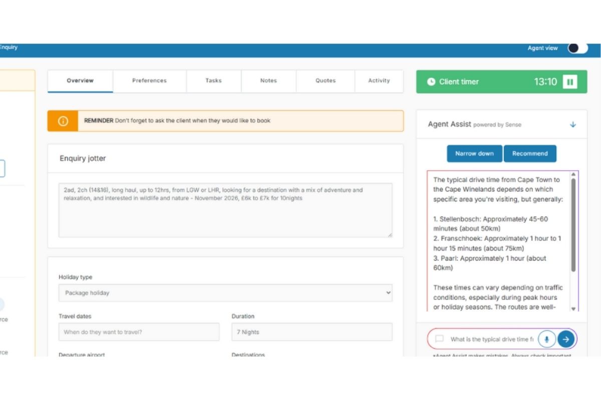 The ‘Ask’ feature enables agents to ask questions and receive factual answers based on verified internal knowledge.