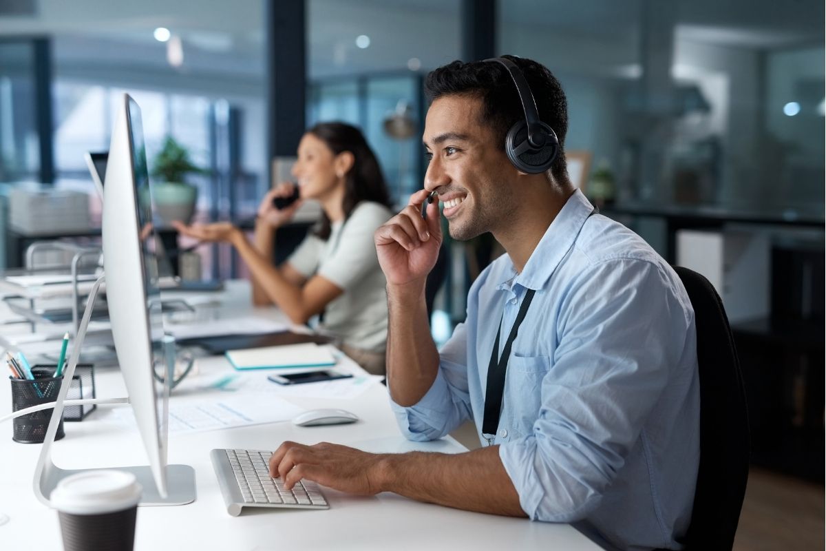 Contact-centre team at work